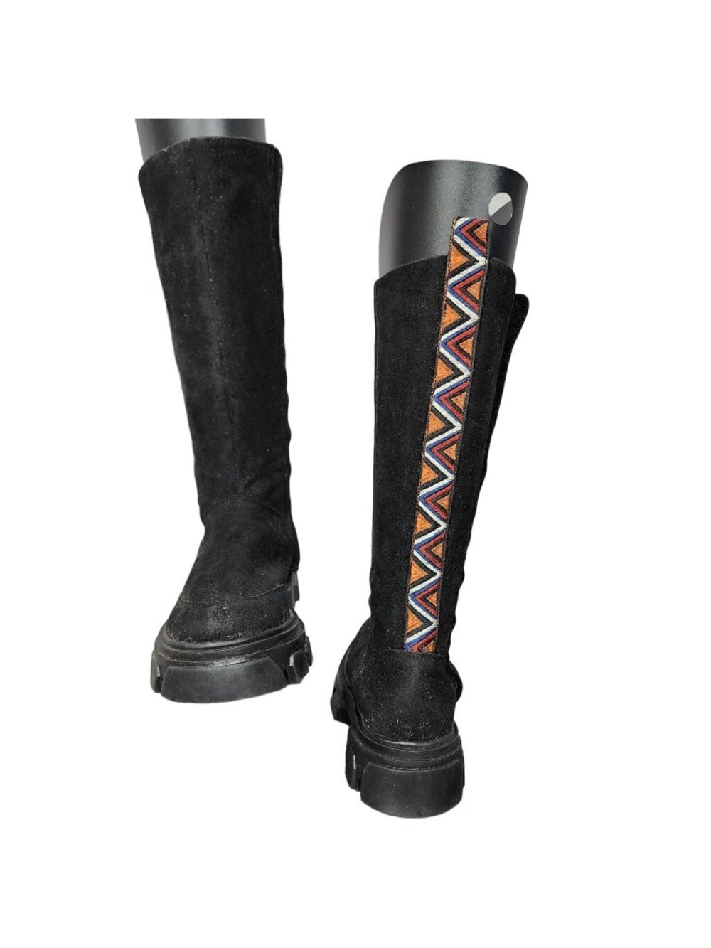Farm Rio Black Faux Suede Calf Height Full Zip Boots, Women's 8
